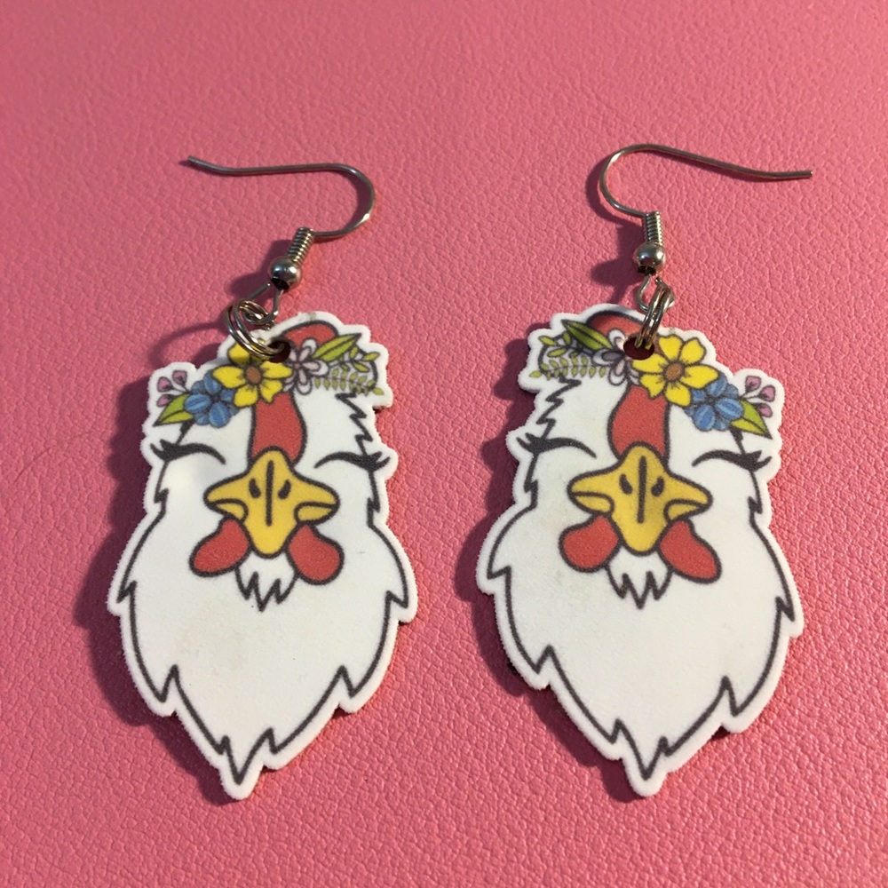 Beautiful Hen Hook Earrings Ladies